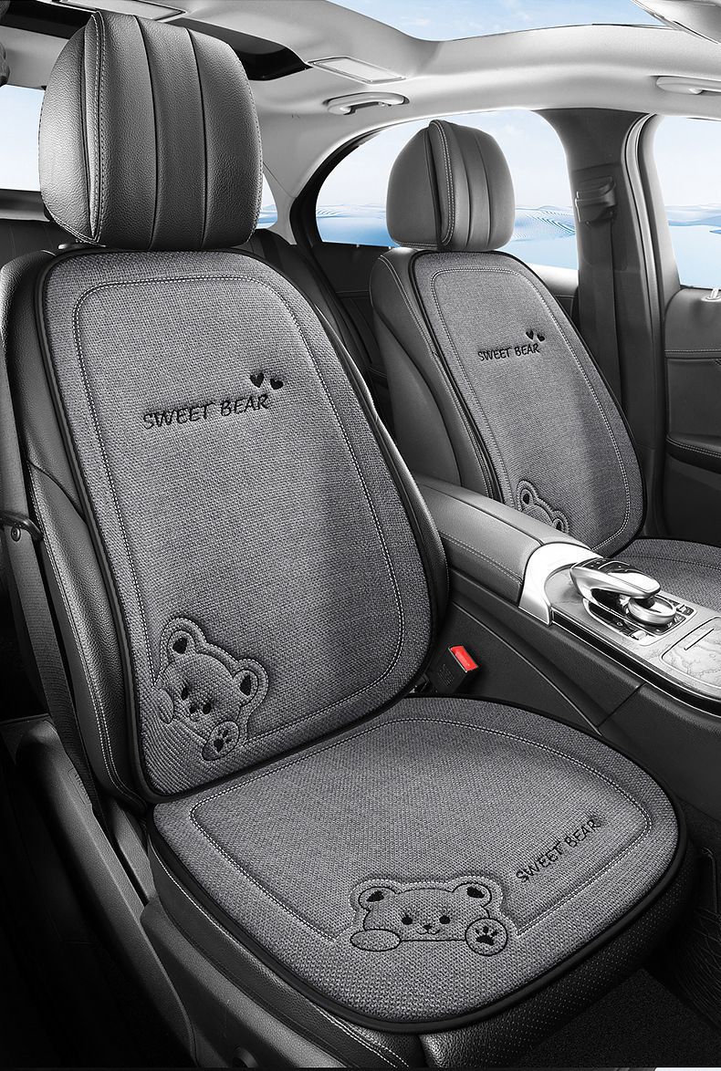 Seat cushion, linen single-piece seat cover, rear seat cushion, suitable for all seasons, cartoon design, for car interiors, for women