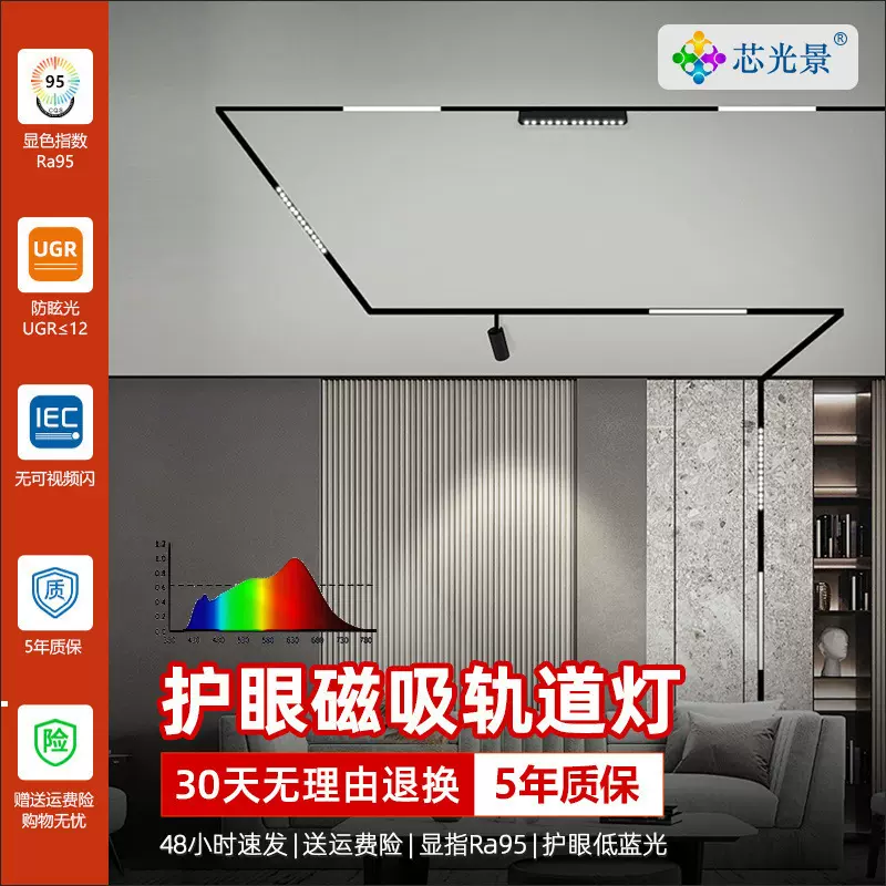 中山灯具磁吸轨道灯家用客厅明装暗装嵌入式泛光灯智能led无主灯