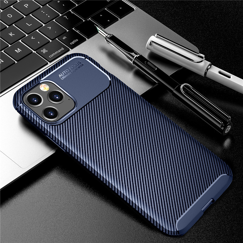 Mobile Phone Protective Case for iPhone12 Beetle Carbon Fiber 12Pro Drop-resistant Rubber Protective Phone Case