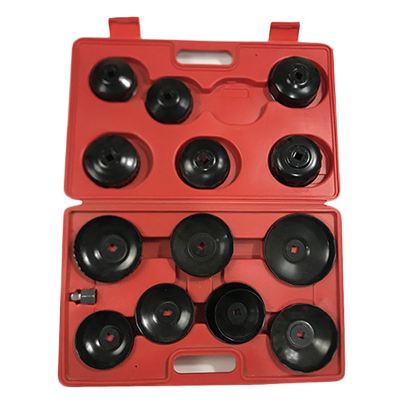 Venta al por mayor elemento de filtro de aceite del coche llave de filtro de la máquina herramienta de protección de gas filtro 14 piezas llave de filtro de máquina de tapa ordinaria