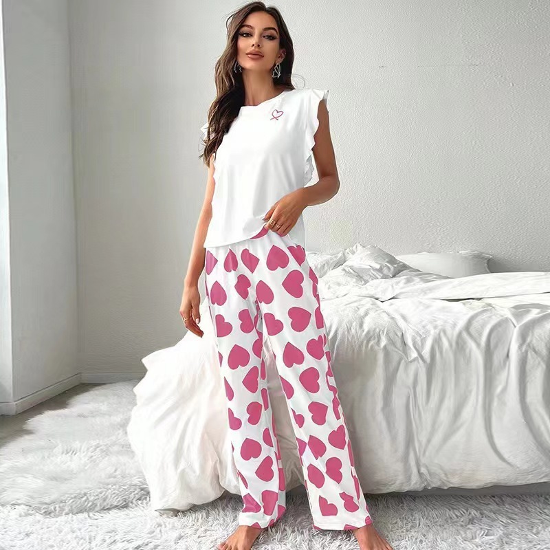 ChicShe 2025 New Cross-Border European American Style T-Shirt And Pants Casual Comfortable Women's Pajamas Homewear Set Suitable_voghion.com