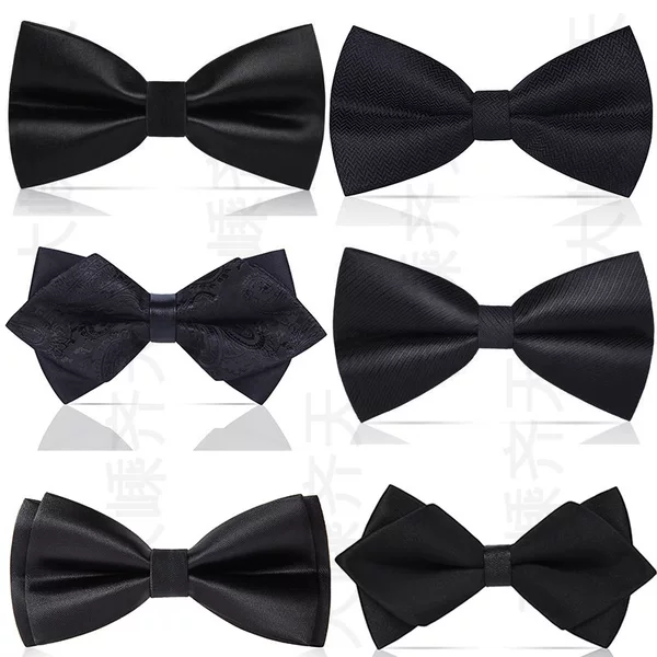 Fashion Men's Black White Tie Dress Business Banquet Groom Wedding Wedding Dress Bow Best Man Fashion