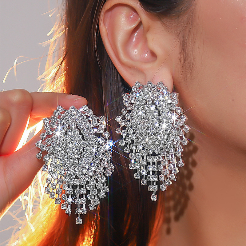 Dingka New Luxury Full Diamond Earrings, Fashionable and Elegant, High-End Zircon Stud Earrings, Bridal Ear Jewelry Wholesale Dingka New Luxury Full Diamond Earrings, Fashionable and Elegant, High-End Zircon Stud Earrings, Bridal Ear Jewelry Wholesale