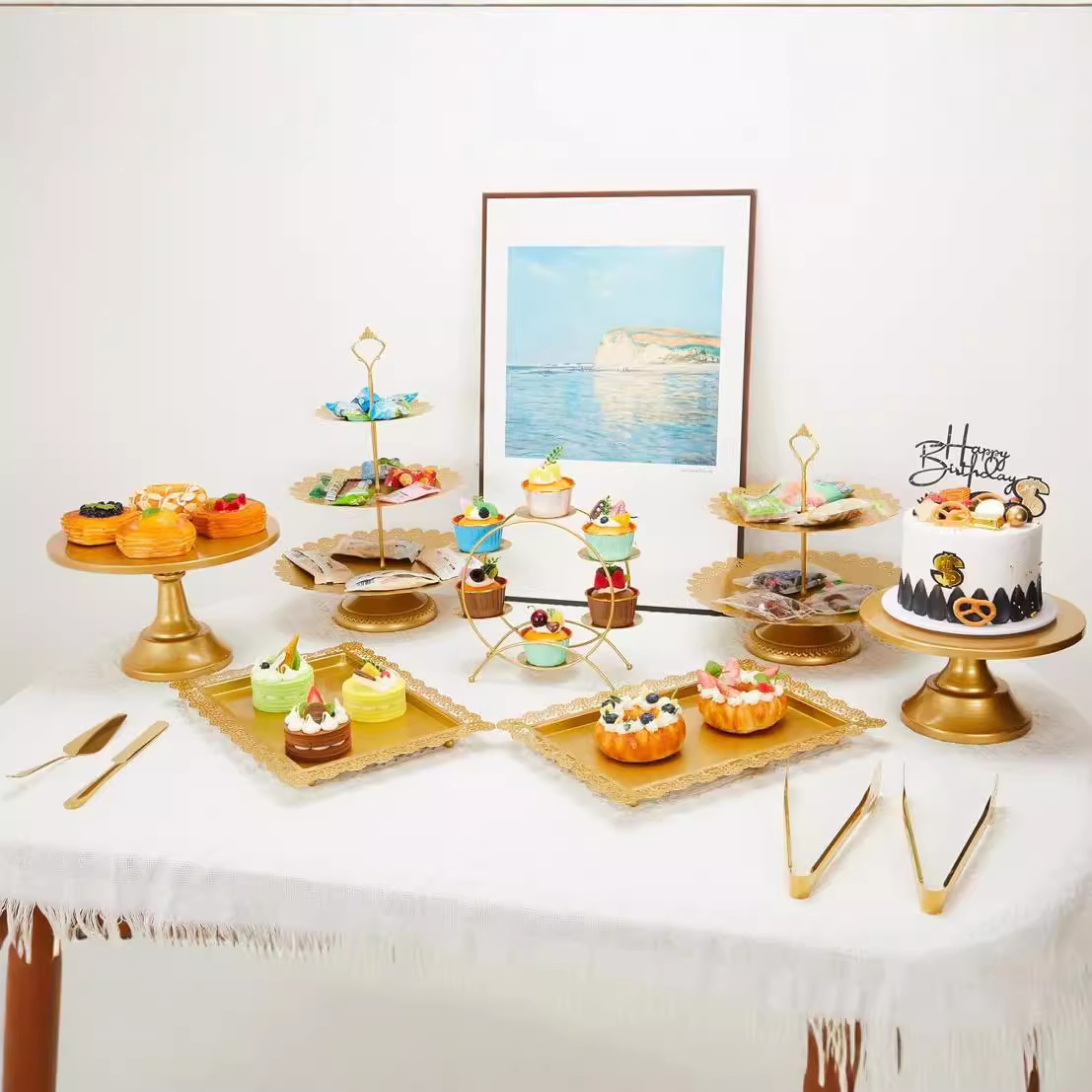 Tabla de postres estante de exhibición estante de pasteles de postre bandeja de pasteles de comida fría estante de mesa de descanso estante de té de la tarde estante de refrigerio