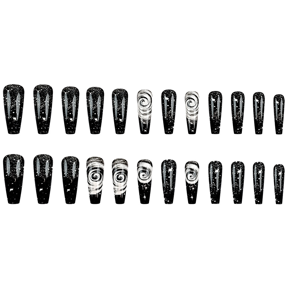 Ventas transfronterizas de agujeros negros estelares parches de uñas largos de estilo ballet de uñas en línea parches de uñas falsas