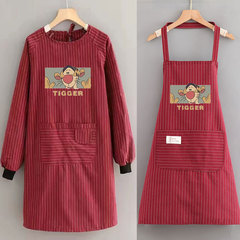 韓版家用幹活圍裙餐飲小吃店棉布罩衣防污耐磨長袖上班工作服印製