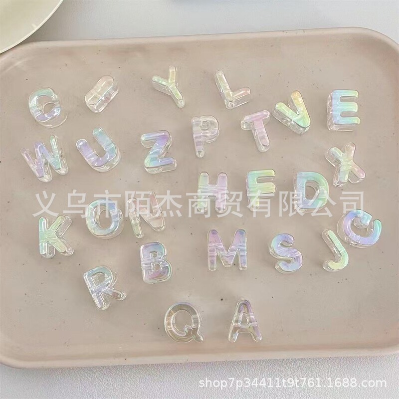アクリル UV 高透明カラーメッキ大穴文字スルーホールビーズ携帯電話チェーンビーズ diy 手作りペンダントジュエリーアクセサリー|undefined