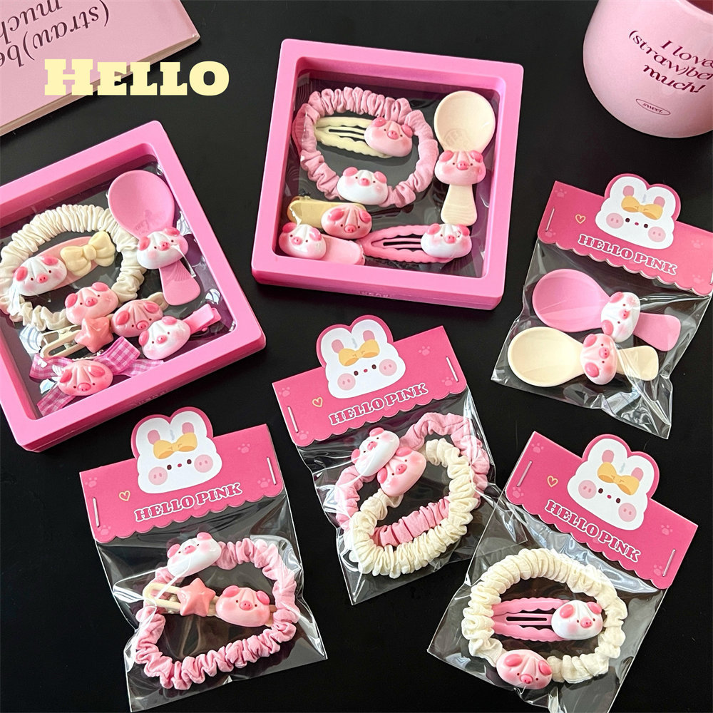 Creativo lindo cerdo cuchara de pico de pato clip horquilla dulce niña conejo flequillos clip lateral horquilla rota accesorios para el cabello