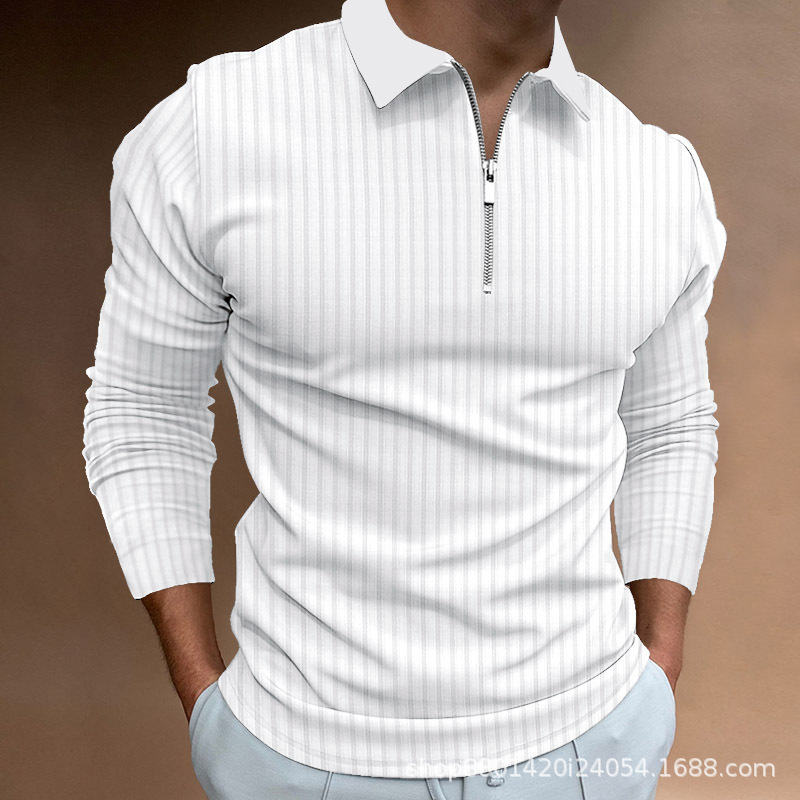 European and American New Men's Zipper Polo Men's Autum Sports Fitness Casual Stand Collar Elastic Long Sleeve Zipper Polo European and American New Men's Zipper Polo Men's Autum Sports Fitness Casual Stand Collar Elastic Long Sleeve Zipper Polo