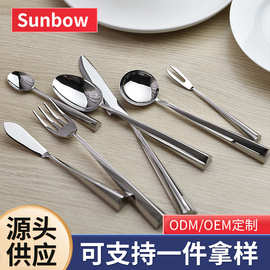 创意不锈钢西餐具套装亮面牛排叉点心叉餐刀咖啡勺餐厅家用西餐具