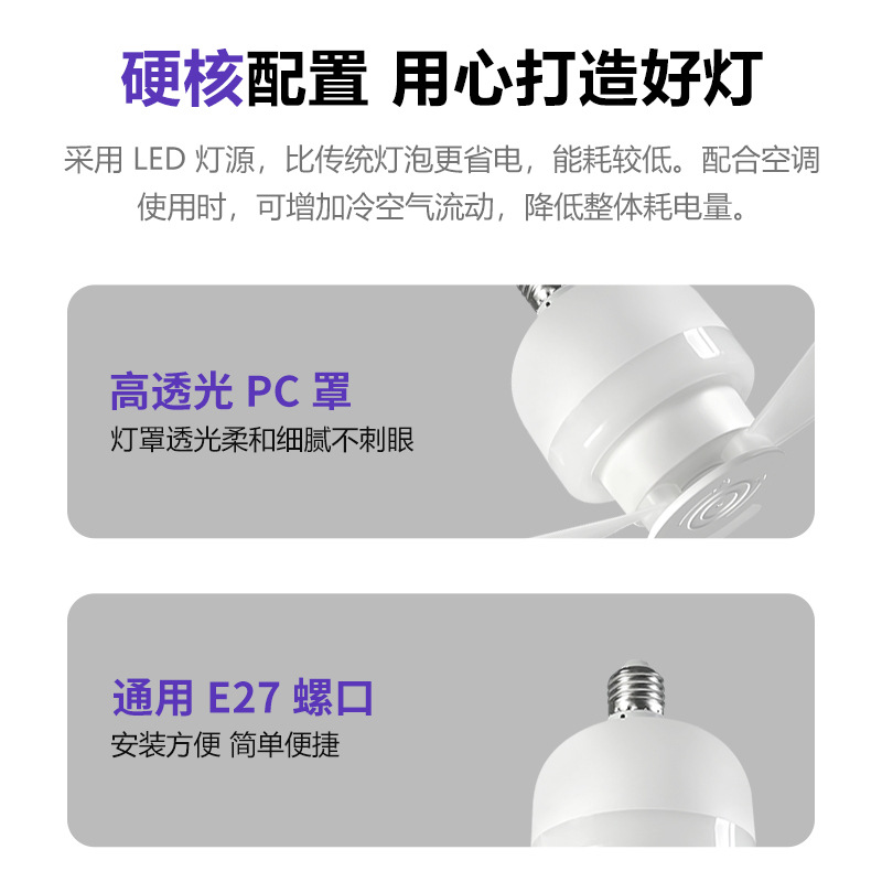 Nuevo ventilador de tornillo transfronterizo lámpara de techo LED lámpara de ahorro de energía integral ventilador de techo lámpara de comedor ventilador de cocina