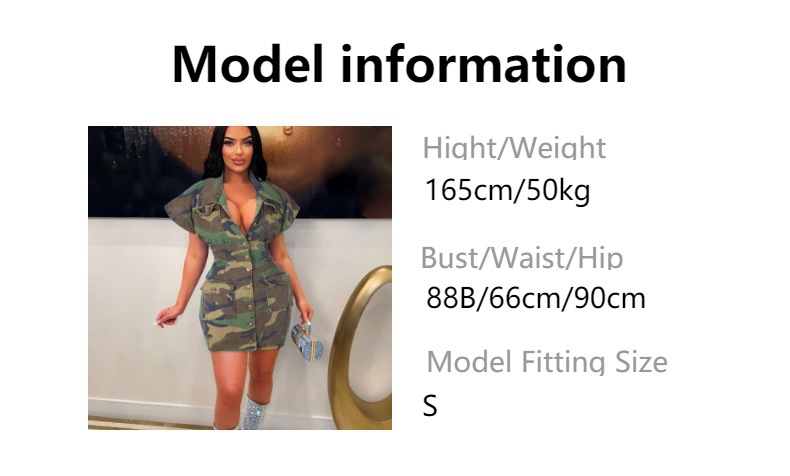 Wholesale Women's Clothing Online, Cheap Women's Clothes SaleLarge lapel  camouflage tight fitting dress
