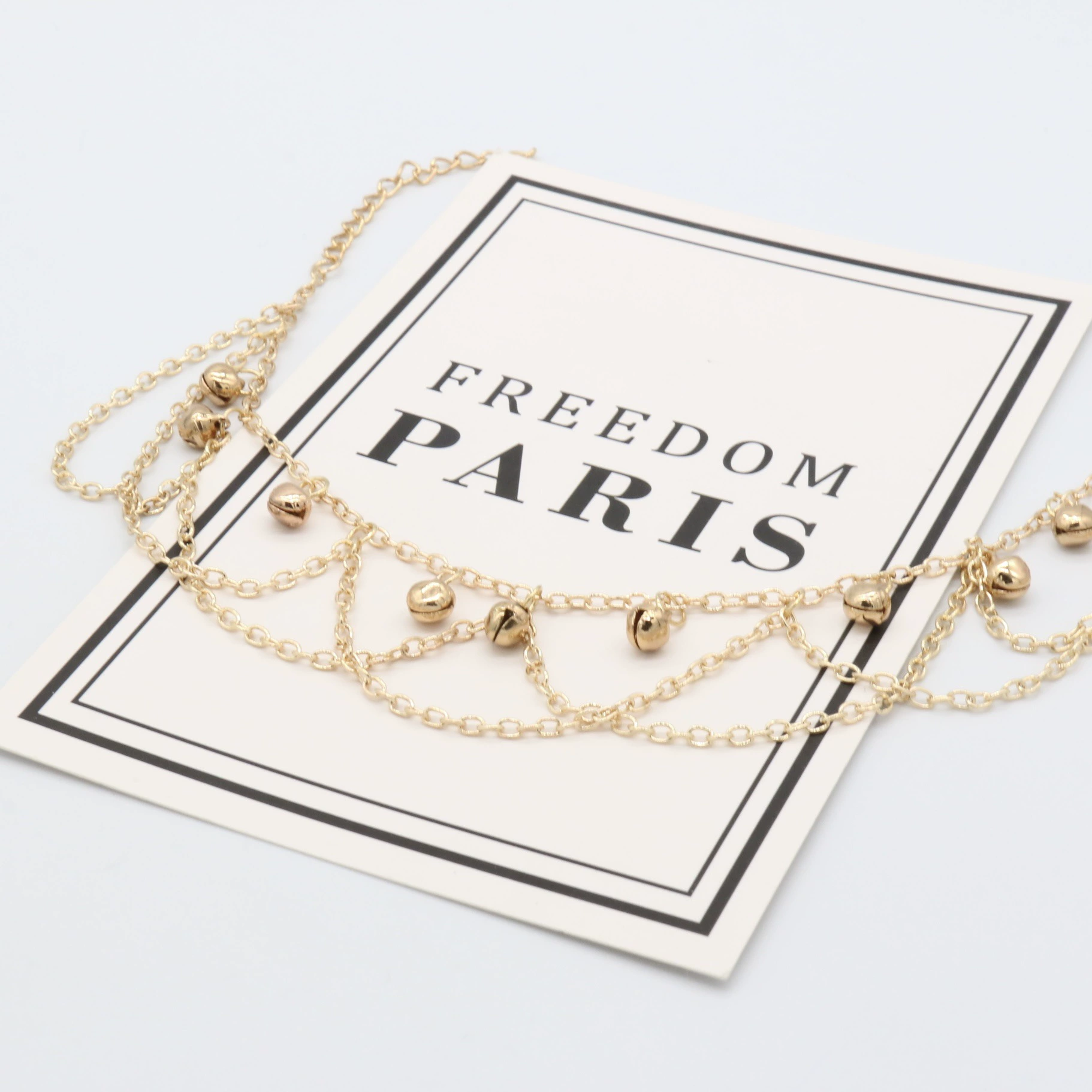 Small bell, summer ankle bracelet, beach wavy chain with tassels, European style, boho style