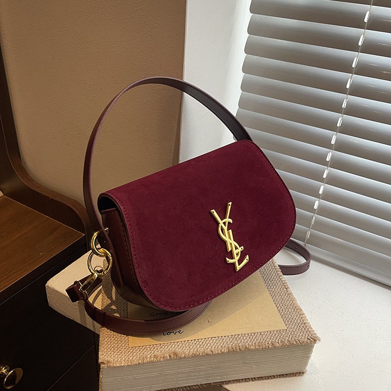 Autumn and Winter Popular Handbags for Women 2025 New Spliced Deerskin Velvet Shoulder Saddle Bag Niche French Crossbody Bag Autumn and Winter Popular Handbags for Women 2025 New Spliced Deerskin Velvet Shoulder Saddle Bag Niche French Crossbody Bag