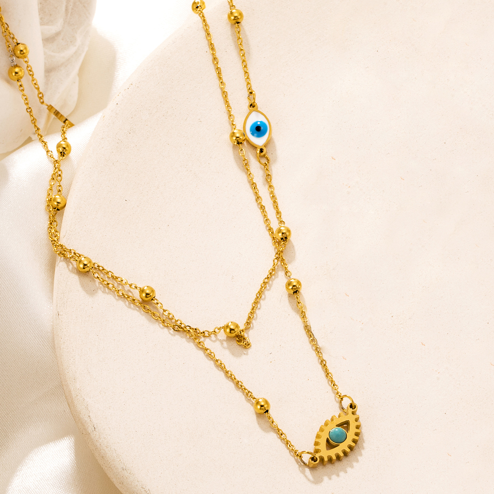 Ethnic Style Eye Stainless Steel Titanium Steel Plating Necklace 1 Piece