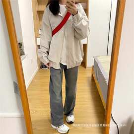 防晒冲锋衣外套女春秋季新款感美式复古拉链立领夹克上衣薄款