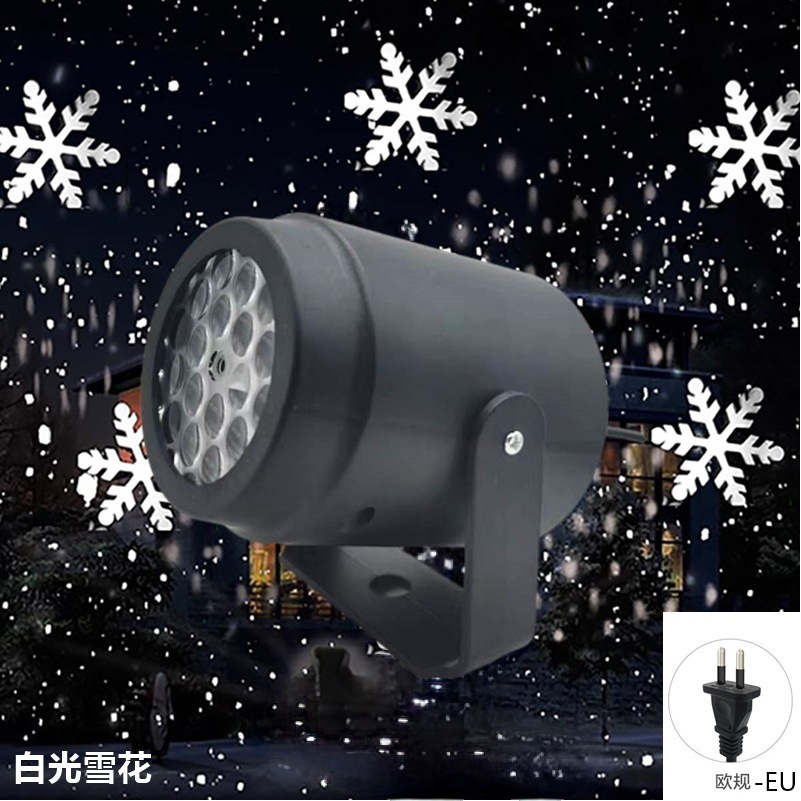 Mini proyector navideño con 16 patrones, copos de nieve y árbol de Navidad, lámpara decorativa giratoria