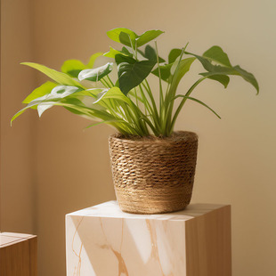 Nordic Straw Woven Flower Pot Cover, Hand-Woven Flower Basket, Kitchen Storage Box, Hotel Storage Basket, Rattan Storage