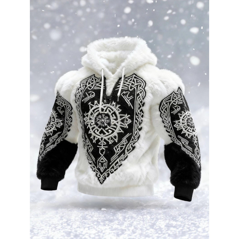 2025 European and American Cross-Border Amazon Autum New Retro 3D Printed Men's Long-Sleeved Casual Loose Fashion Pullover