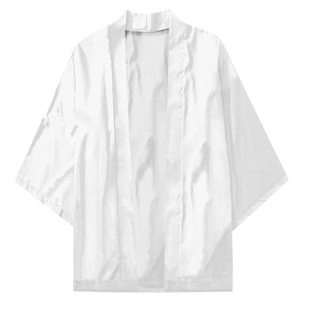 Cross-Border Temu New Japanese-Style Loose Casual Four-Way Stretch Solid Color Home Kimono Robe Men's Robe with Images