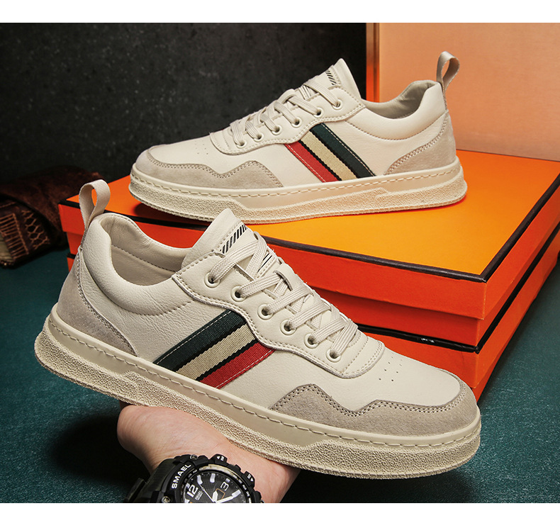 Herbst koreanische Mode lässige Turnschuhe neue Herren All-Match-Leder weichen Boden weiße Schuhe trendige Schuhe_voghion.com
