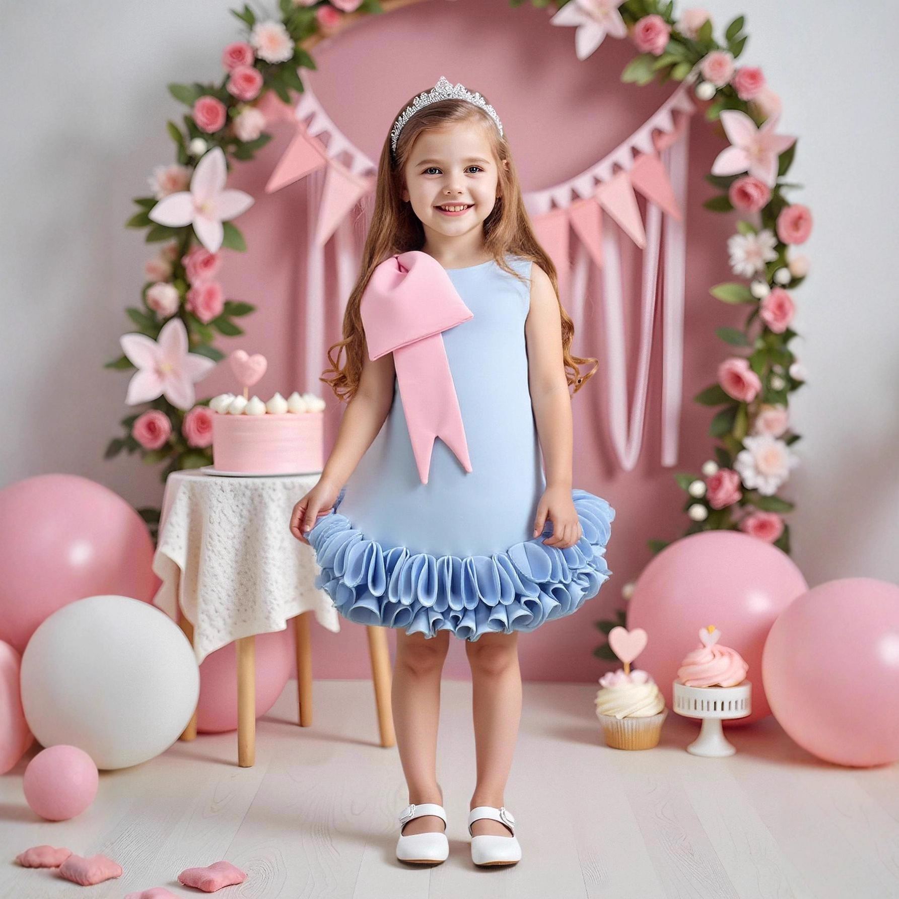 Cross-Border Amazon Girls' Foreign Trade Children's Dress Three-Dimensional Skirt Banquet Birthday Performance Elegant Heavy