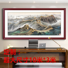 山水画挂画办公室客厅背景墙装饰画中式定制国画大靠山风水画壁画