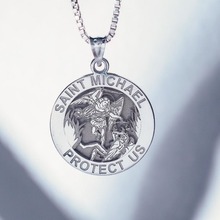 专供跨境饰品跨境新款古希腊宗教项链圆形天使圣迈克尔勋章项链