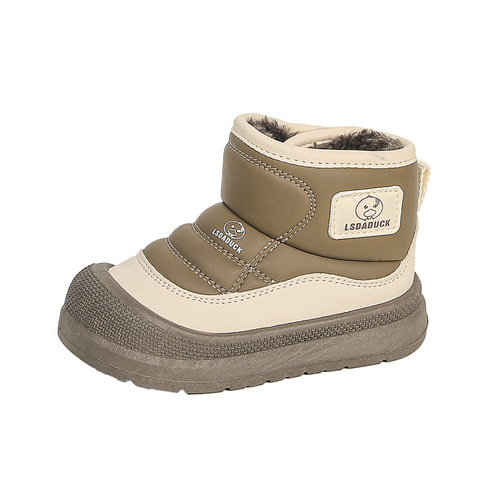 Girls 'snow boots with thickened leather and waterproof ankle boots for boys' new cold-proof and warm-keeping children's bread shoes