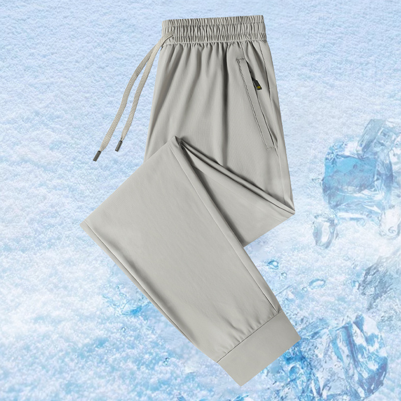 Verano hielo deportivo casual pantalones recto hombre moda versátil casual sensación fresca transpirable cómodo pantalones de cintura al por mayor
