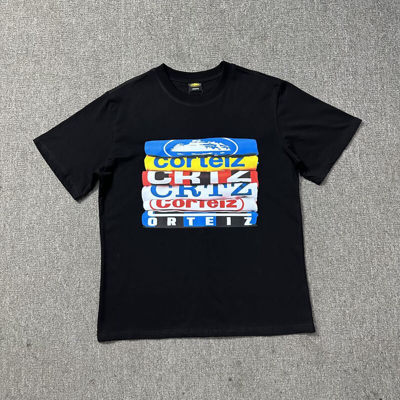 Foreign Trade Cross-Border Versatile T-Shirt New Men's Loose Large Size Round Neck Printed Internet Celebrity Style