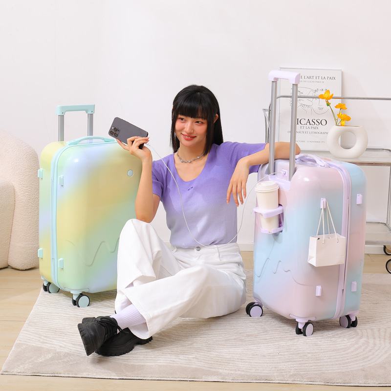 Maleta de 26 pulgadas de gran capacidad Gradiente de alto valor facial de tracción Maleta de viaje Rueda universal 20 pulgadas ligera y duradera