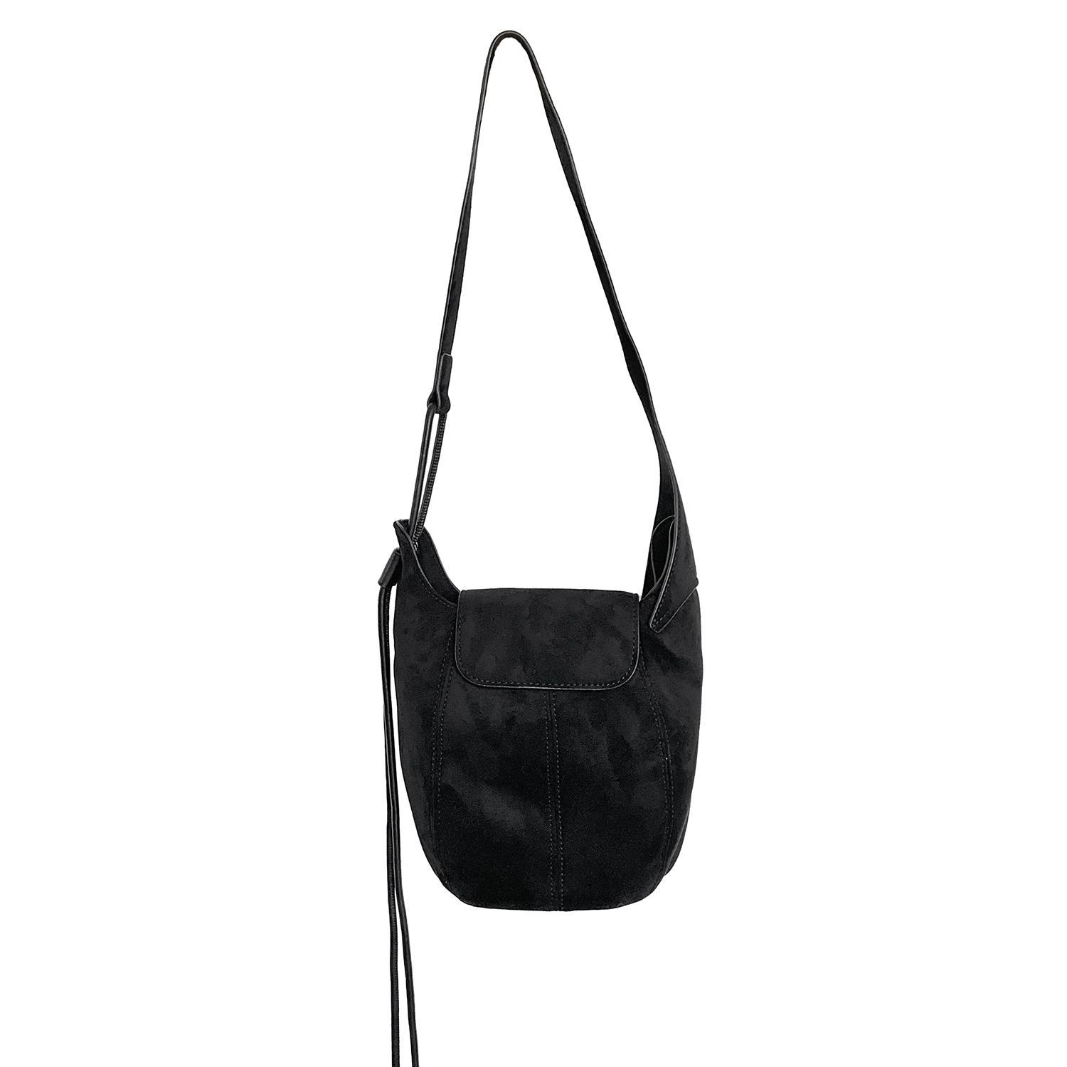 Korean Retro Suede Crossbody Bag For Women Autumn/Winter New Fashion Bucket Bag Minimalist Luxury Shoulder Bag - Thumbnail 5