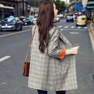 2025找工厂小批量撞色格纹西装春款韩版休闲长袖外套来图来样加工