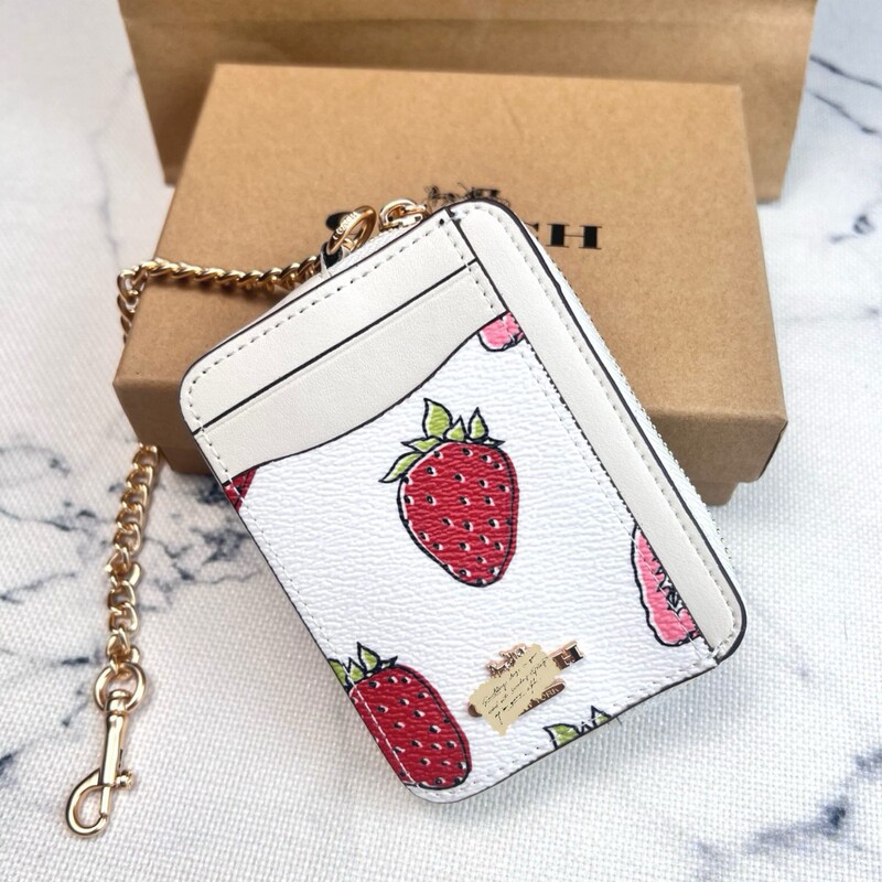 Chain Small Square Bag Women's Key Ring Small Card Holder Export Batch Strawberry Flower Box Bag Id Coin Purse Card Holder