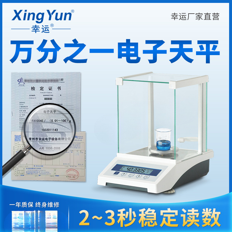幸运实验室分析电子天平 0.1mg电子秤精密工厂商用教学