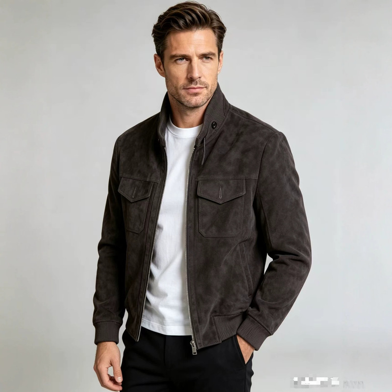 T-brand Ji Chang-wook's same style mixed-breed goat suede leather jacket T-brand Ji Chang-wook's same style mixed-breed goat suede leather jacket