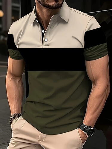 Summer Casual Short Sleeve Polo 1pc Men's Summer Casual