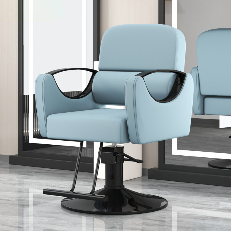 Silla de peluquería para barbería, silla ajustable para cortes y tintes, silla de salón, silla de barbero reclinable de cuero simple.