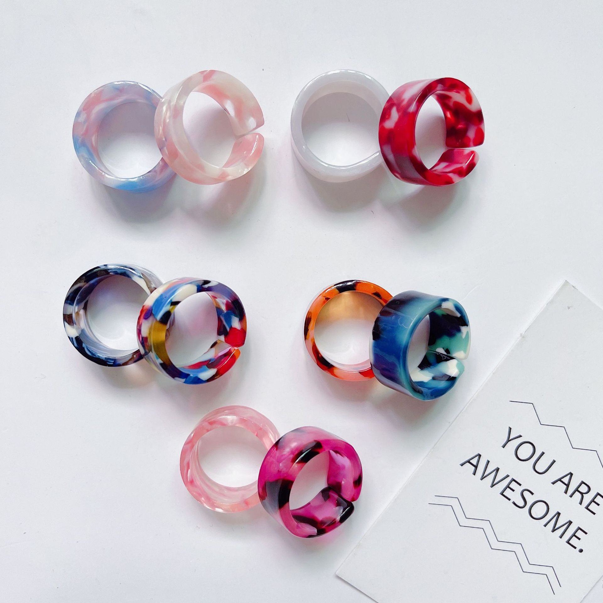 30g Weight Fashion Round Arylic Women'S Rings