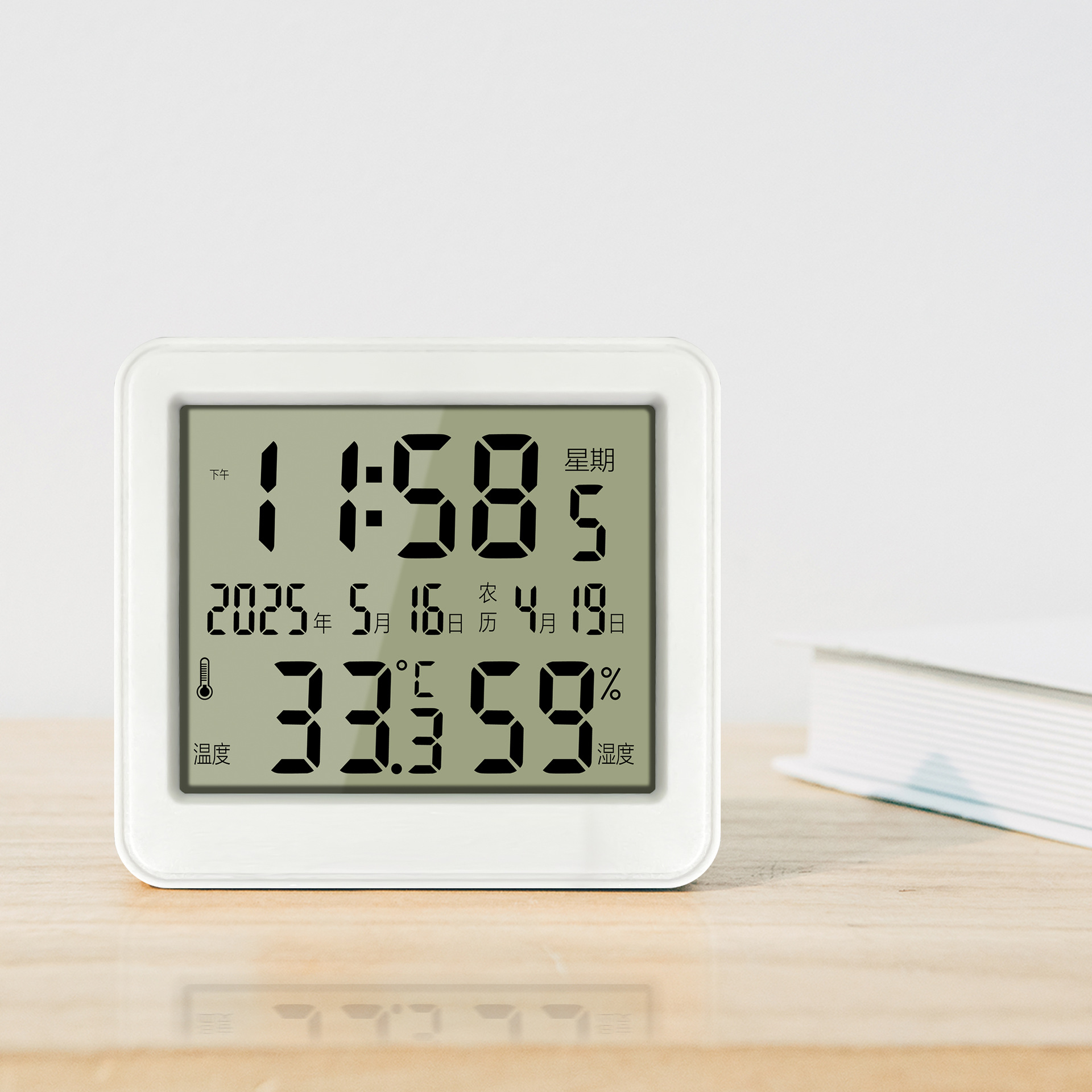跨境新款简约万年历家居闹钟多功能可挂墙电子钟温湿度计闹钟