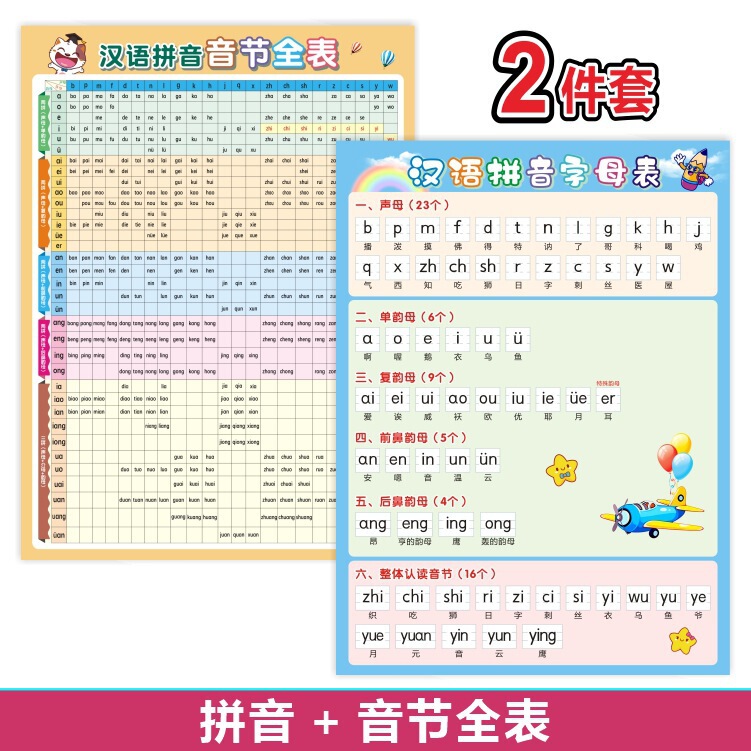 中国語ピンインアルファベットウォールステッカー母音と子音26文字全体認識音節スペル表ウォールチャート卸売|undefined