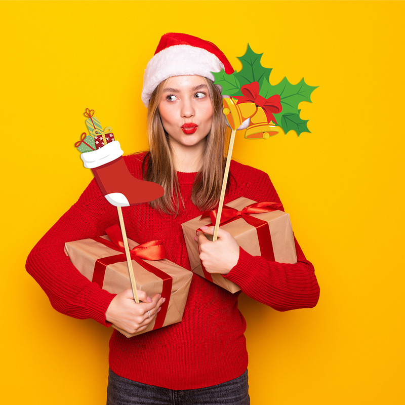 クロスボーダークリスマスデコレーションペーパー20個、面白い手持ち小道具、パーティー、エンターテイメントパーティー用の雰囲気のある写真撮影用|undefined