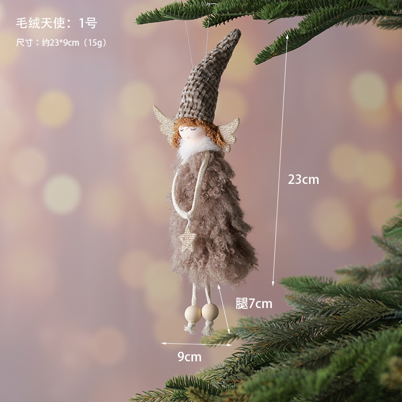 Nuevos productos transfronterizos de navidad Angel Girl Doll Colgante muñeca de peluche de alta calidad Decoración del árbol de Navidad Colgante