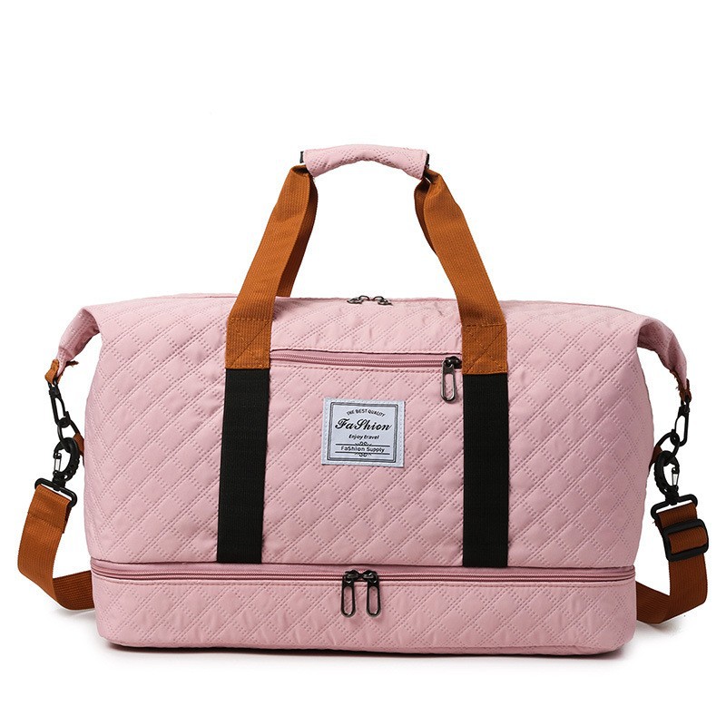 Bolsa de viaje de separación húmeda y seca portátil con varilla de tracción ajustable gran capacidad de almacenamiento de expansión ligera bolsa de equipaje de color de contraste bolsa de maternidad