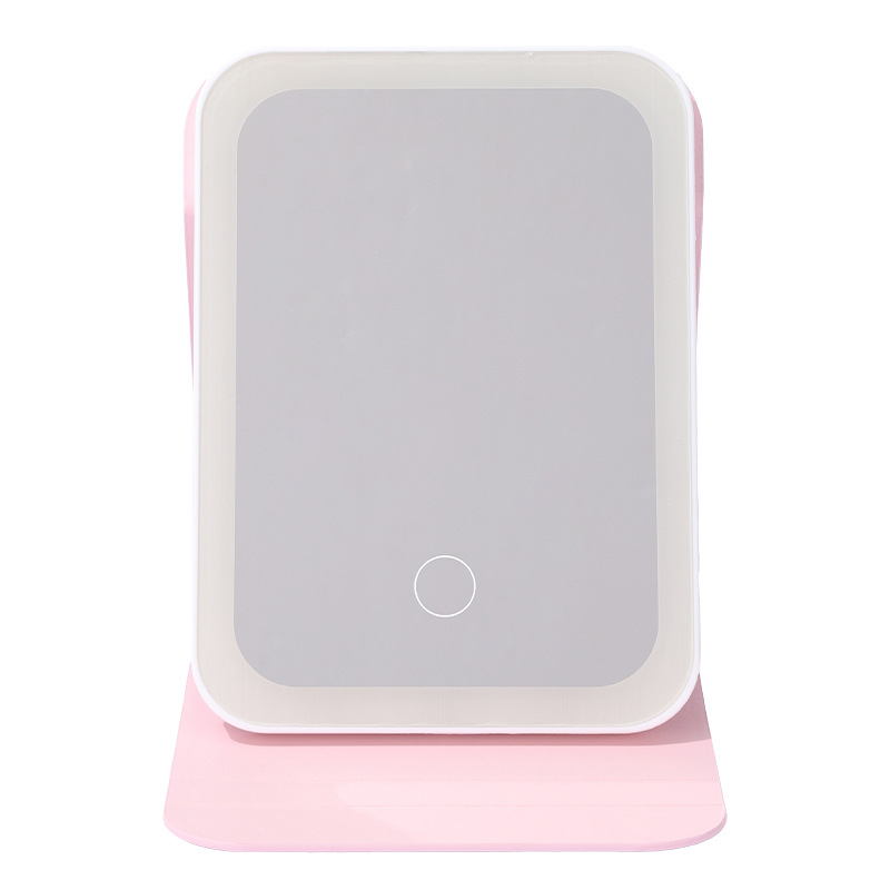 Espejo cosmético LED transfronterizo al por mayor cuadrado plegable recargable espejo femenino espejo portátil de dormitorio