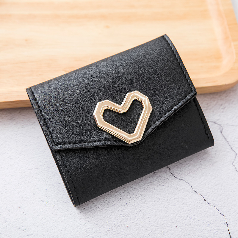 Cross-Border Women's Bags Mini Bags Korean Style Simple Short Women's Heart Wallet Mini Cheap Small Bag