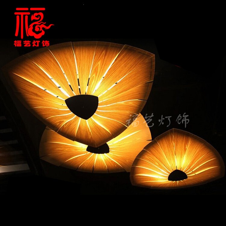 Wood veneer lamp in Southeast Asian style, bamboo and wood chandelier for restaurants, hot pot, dessert shops, dining establishments, and homestays, wooden art chandelier lighting fixture
