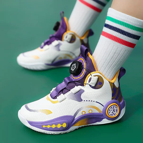 Basketball Shoes Men's Youth War Boots Breathable Non-slip Wear-resistant Shock-absorbing Junior High School Students Sneakers Boys Leather sneaker