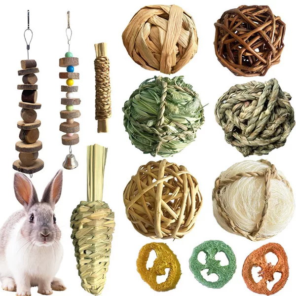 Pet Grass Ball Rabbit Dutch Pig Totoro Hamster Supplies Small Pet Molar Parrot Birds Sniffing Bite Toy